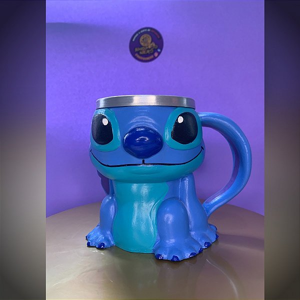 Caneca Porcelana Alça e interior colorido lilo e stitch