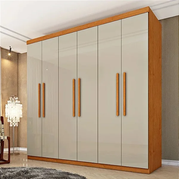 Guarda Roupa Lagos 6 Portas 4 Gavetas Tcil Cinamomo/off white