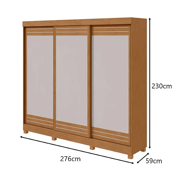 Guarda Roupa Nice 3 Portas 2 Gavetas s/espelho Lopas Amendoa Clean/Off white