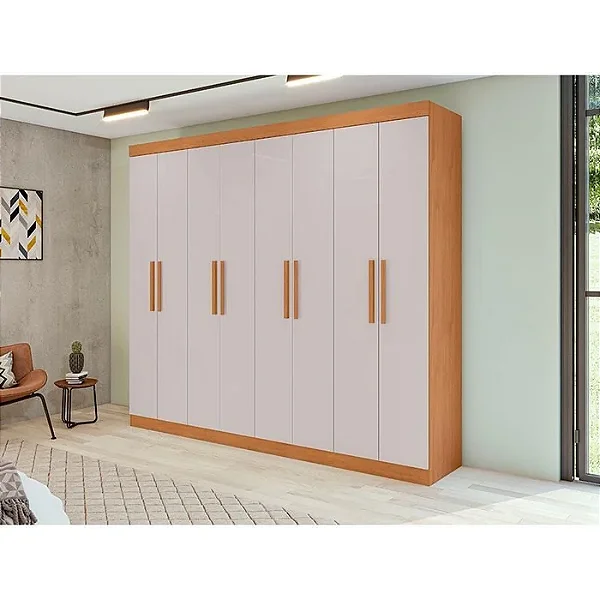 Guarda Roupa Andara 8 Portas Lopas Amendoa Clean/off white