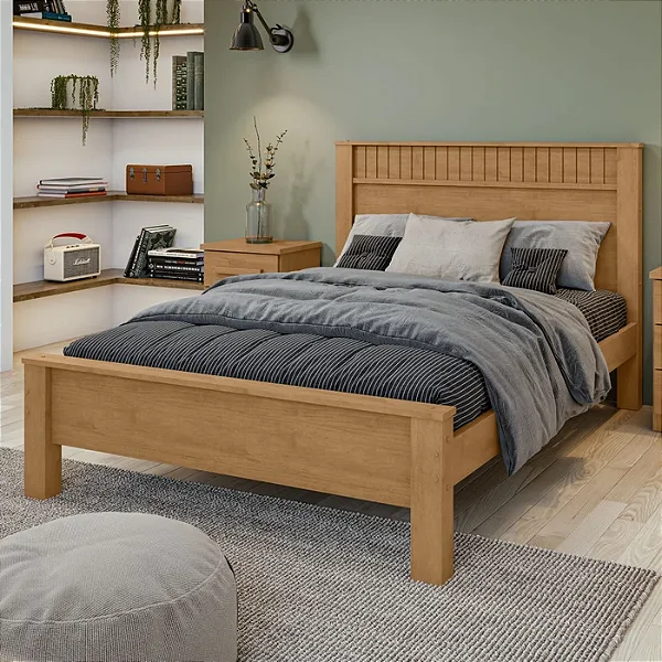 Cama de Casal Athenas Lopas Amendoa Clean