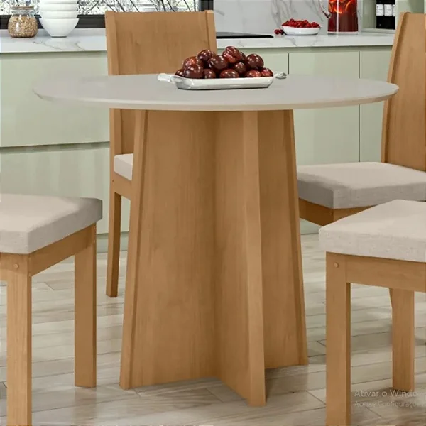 Mesa de Jantar Redonda 1,00 Celebrare Lopas Amendoa Clean/off white