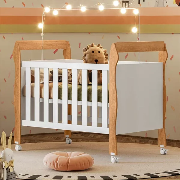 Berço Minicama Soninho Tigus Branco/Madeirado