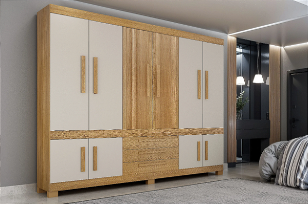 Guarda Roupa Bem Te Vi 10 Portas 3 Gavetas Valdemóveis Cinamomo/off white