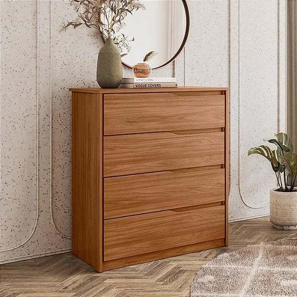 Cômoda Atria 4 Gavetas Demobile Nogueira Touch