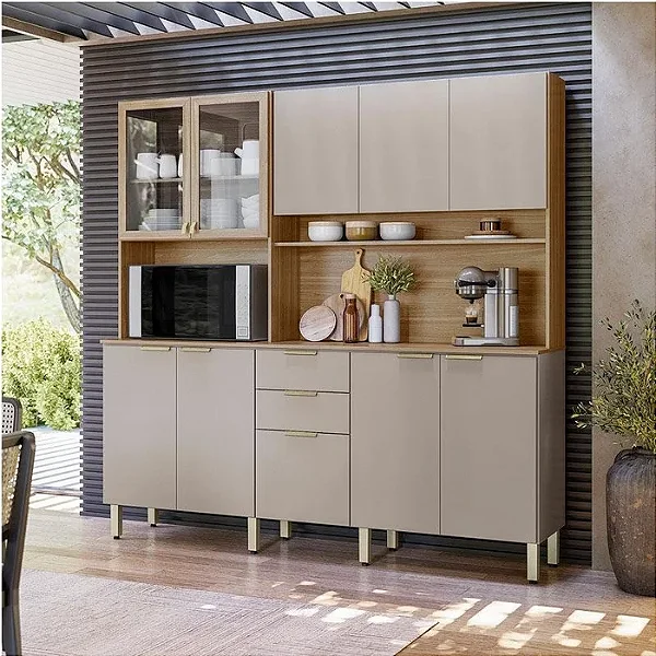 Kit Cozinha Amora 10 Portas 2 Gavetas Demobile Amendola/Nude Prime