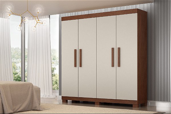 Guarda Roupa Quero Quero 4 Portas 2 Gavetas Valdemóveis Imbuia Lin/off white