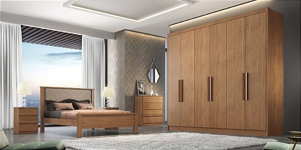 Guarda Roupa Robust Plus  6 Portas 8 Gavetas Novo Horizonte Cumaru