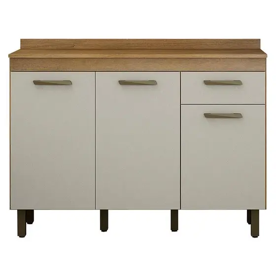 Balcão de Cozinha São Luiz 3 Portas 1 Gaveta Valdemoveis Cinamomo/Off White
