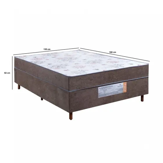 Cama Box Acoplada 188x138x60 Colchoarte Mola Pocket Vieiro Preto