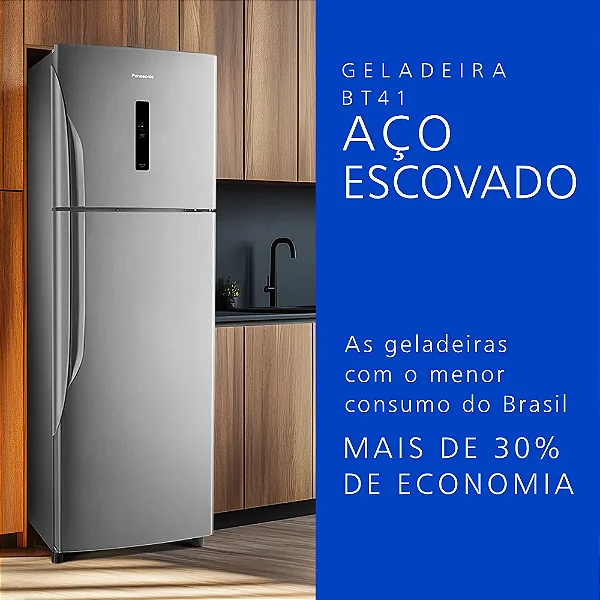Geladeira Frost Free 387L BT41PD1WA  110v Aço Escovado  Panasonic