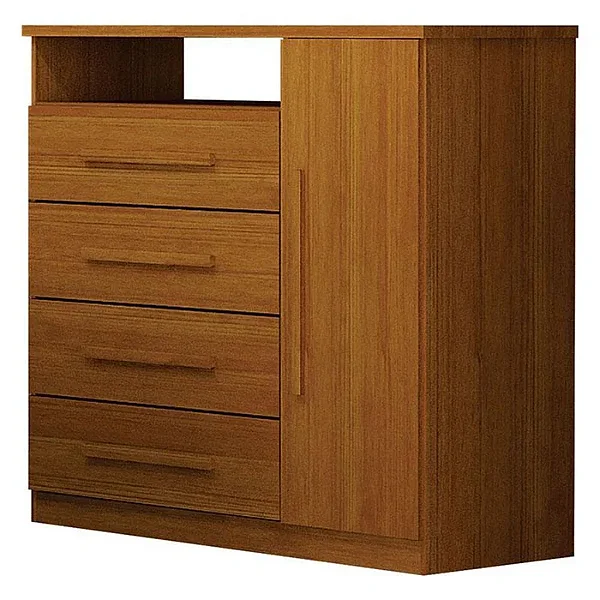 Cômoda Diamante 4 Gavetas 1 Porta Leifer Cinamomo