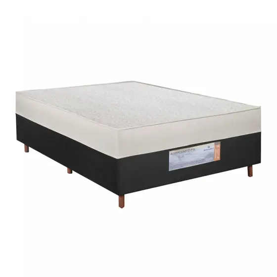 Cama Casal Acoplada 188x88x60 Colchoarte Mola Pocket Viero Preto Colchoarte