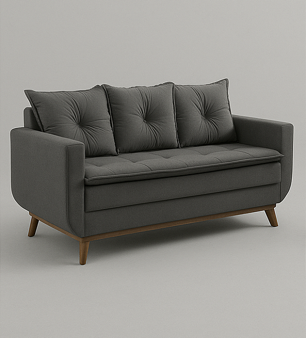 Sofá 3 Lugares Pam Pernambuco Recife Veludo Cinza Escuro