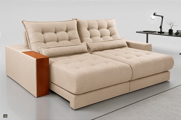 Sofá Gênova Parma Evidence 1,00 Linho Areia Claro