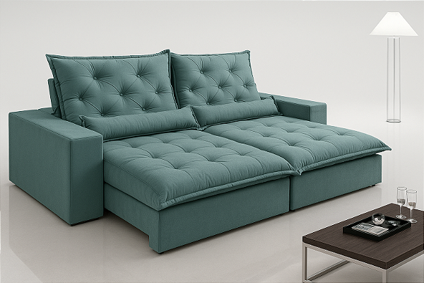 Sofá Gales França 0,90 Evidence Veludo Verde
