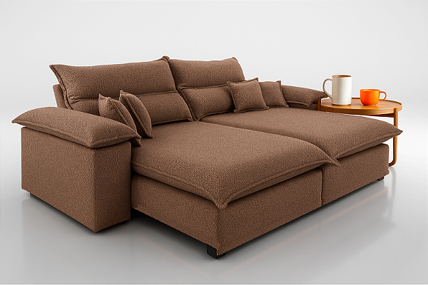 Sofá Itália Lirio 0,90 Evidence Boucle Marrom