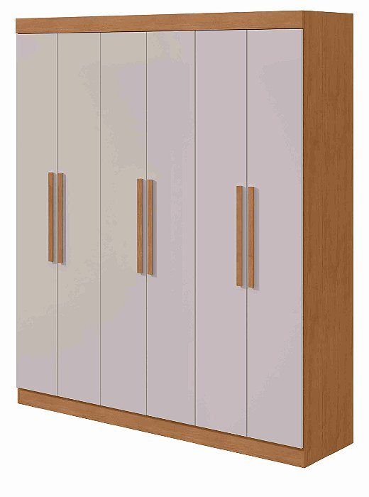 Roupeiro 6 Portas Andara Lopas Amendoa/ Off White