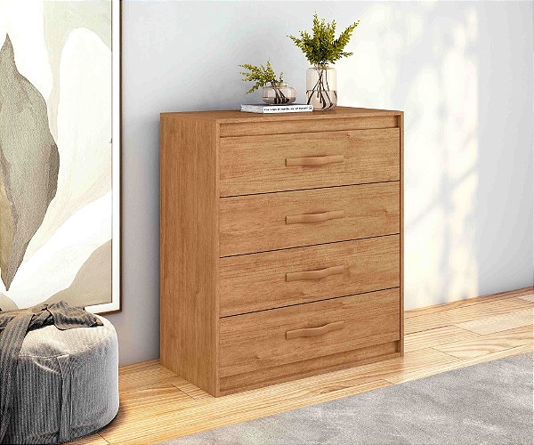 Cômoda Suavitá 4 Gavetas Lopas Amendoa Clean