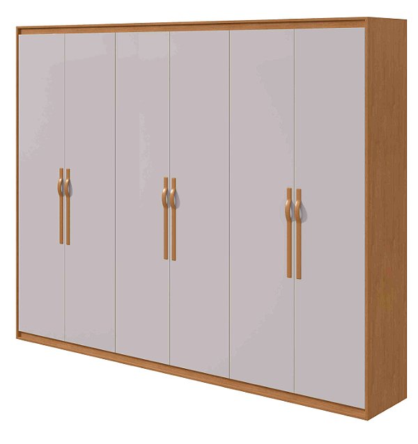 Roupeiro 6 Portas Suavitá Lopas Amendoa Clean/ Off White