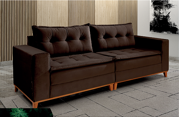 Sofá Bahia Salvador Pam Veludo Marrom