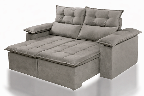 Sofá Paraná Curitiba Pam Veludo Cinza Claro