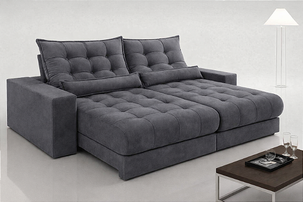 Sofá Gales França 0,90 Evidence Veludo Cinza Escuro