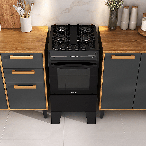 Fogão 4 Bocas Electra Glass Itatiaia Preto