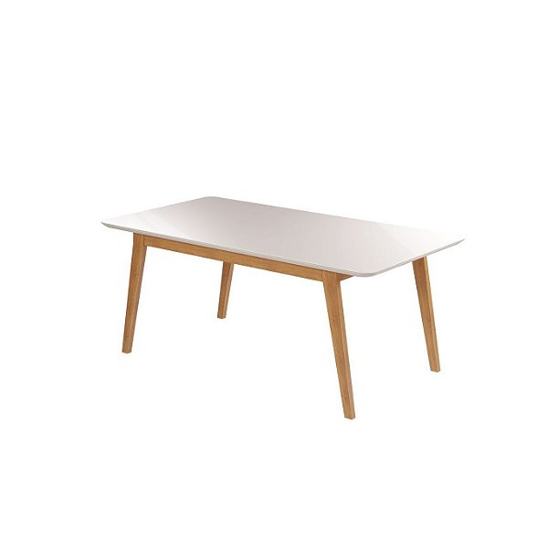 Mesa de jantar Elegance Tampo de Vidro JCM Cinamomo/Off White