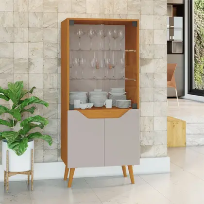 Cristaleira Plena 4 Portas JCM Movelaria Cinamomo/ Off White