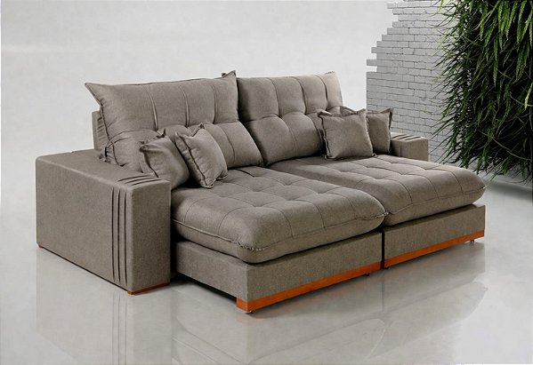 Sofá Virtus Evidence 1,00 Veludo Cinza Claro