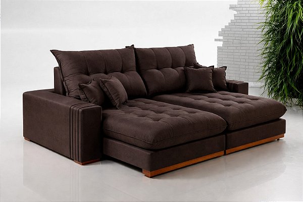 Sofá Virtus Evidence 1,00 Veludo Marrom