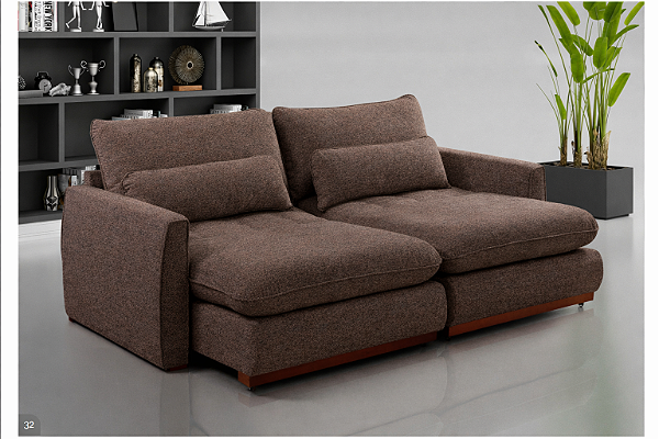 Sofá Evidence Creta 1,00 Linho Marrom