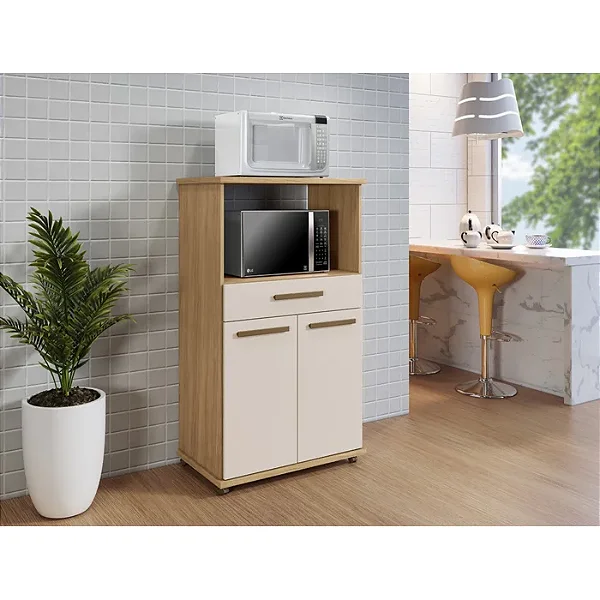 Balcão Conquista 02 Portas 01 Gaveta Arte Móveis Cinamomo/Off White