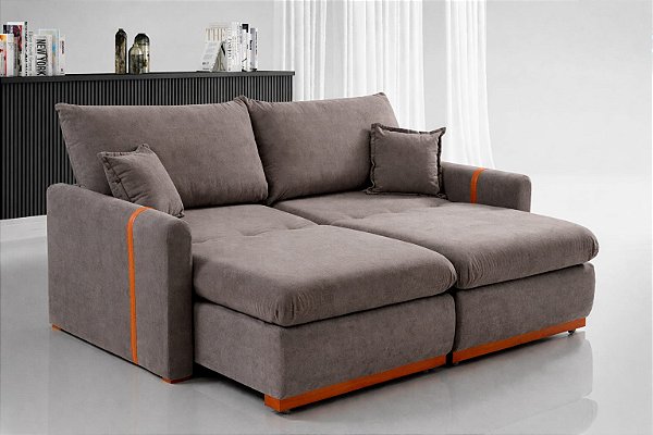 Sofá Evidence Nevada 1,00 Veludo Cinza Claro