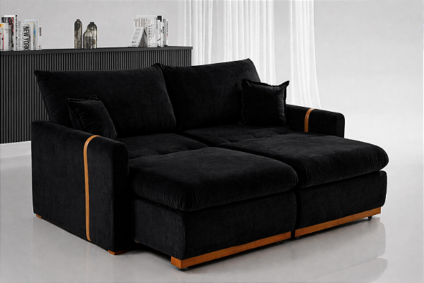 Sofá Evidence Nevada 1,00 Veludo Preto