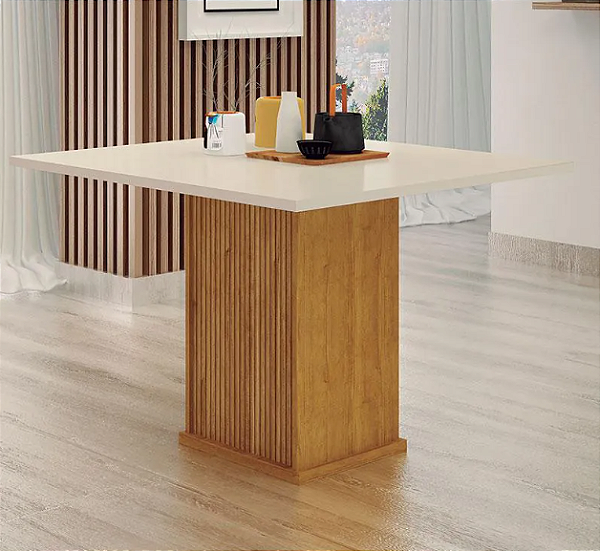 Mesa de Jantar Napoli 90x90 Leifer Cinamomo/ Off White