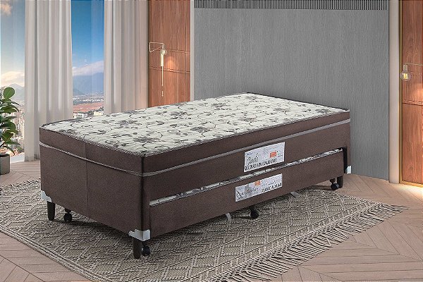 Cama Acoplada Belo Sono c/ Auxiliar 188x88x45 Jade Marrom