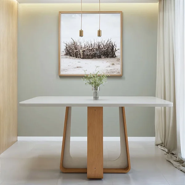Mesa de Jantar Sintonia 1,70 Lopas Amendoa Clean/Off White