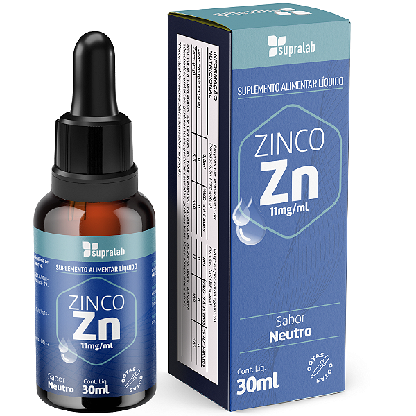 Zinco em Gotas Líquido 11mg por Dose 30ml Sabor Neutro Supralab
