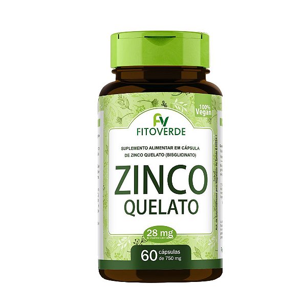 Zinco Quelato 28mg 60 Cápsulas Fito Verde
