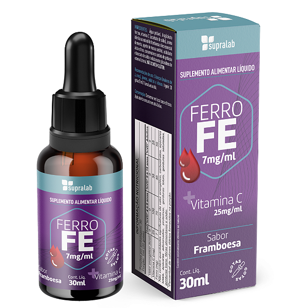 Ferro Concentrado Com Vitamina C Liquido 30ml Sbr Famboesa Supralab