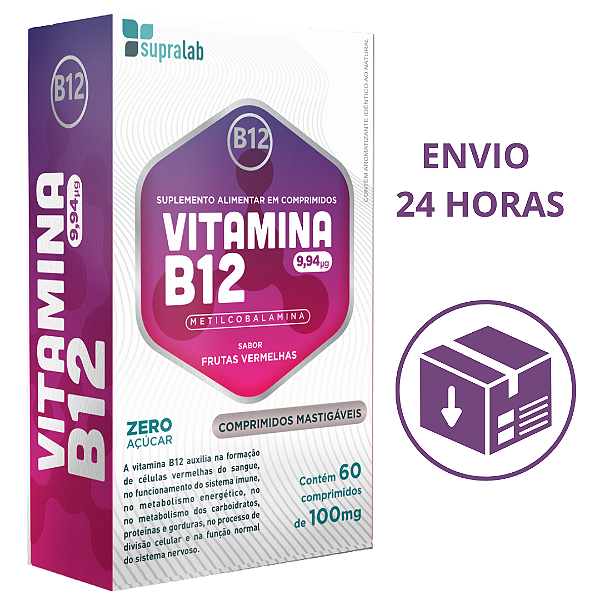 Vitamina B12 Mastigavel Metilcobalamina 60 Comprimidos Supralab