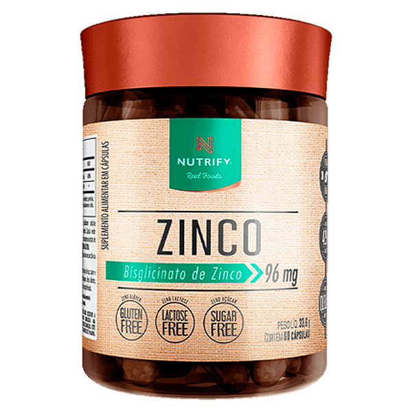 Zinco Quelato Vegano 60 Cápsulas Nutrify Suplemento Mineral para Imunidade e Energia