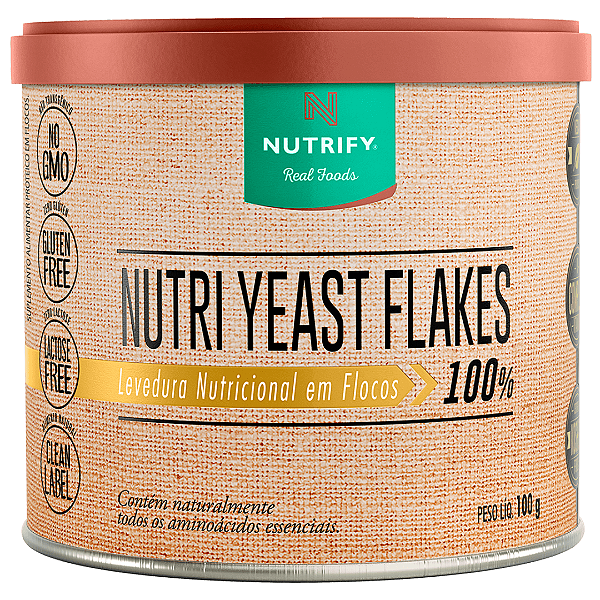 Nutri Yeast Flakes 100g Nutrify Levedura Nutricional Vegana, Fonte de Vitaminas e Proteínas