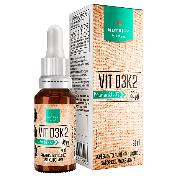 Vitamina D3 + K2 Líquida Nutrify 20ml Ossos, Dentes e Imunidade