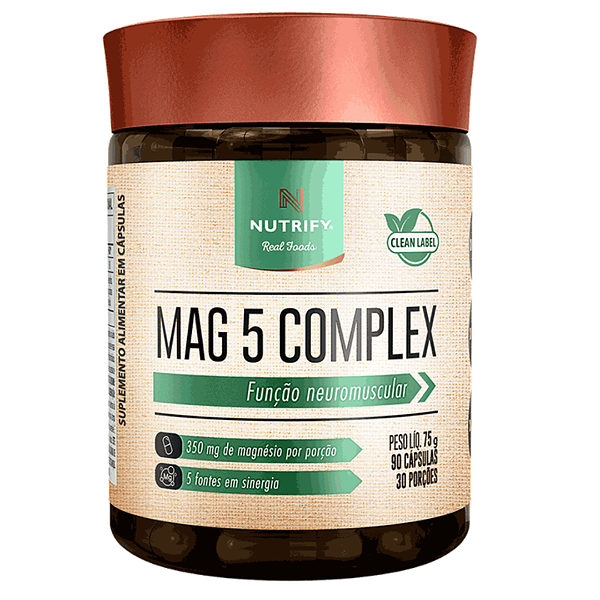 Mag 5 Complex Nutrify 90 Cápsulas 5 Tipos de Magnésio Suporte Diário