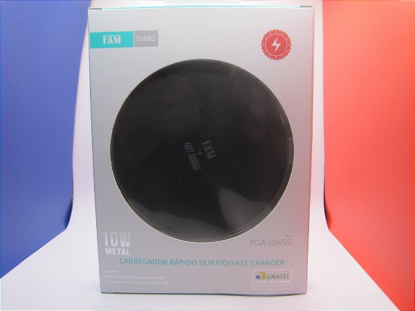 Carregador de Mesa para Celular, Wireless(Indução), FAST CHARGER, 10w, marca FAM, modelo FCA-QW02.