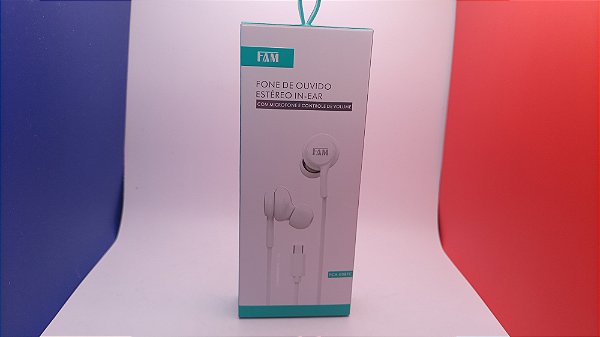 Fone de Ouvido com Microfone e controle de volume, Tipo C, marca FAM modelo FCA-E087C