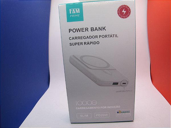 Carregador Portátil (Power Bank) 10000mAh sem fio, FAST CHARGE, Marca FAM, modelo L10018